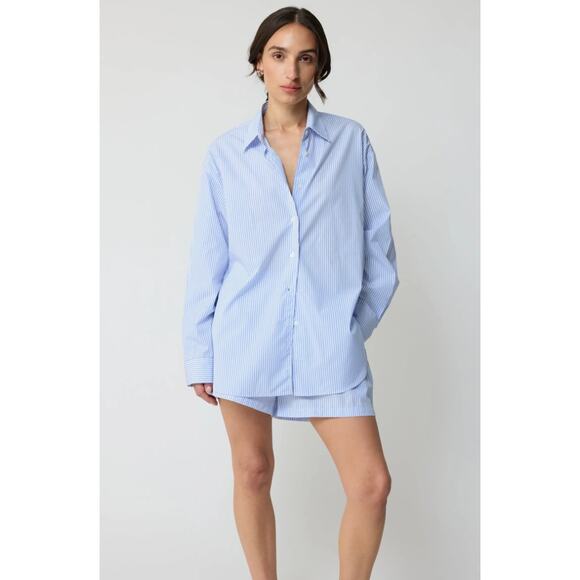 ALMINA CONECPT Oversized Cotton Shirt Stripe Blue Women's Size Small NWT - Picture 1 of 8